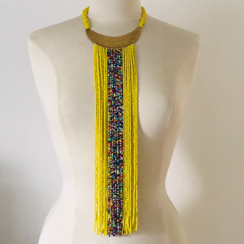 African Beaded Maasai Waterfall Necklace